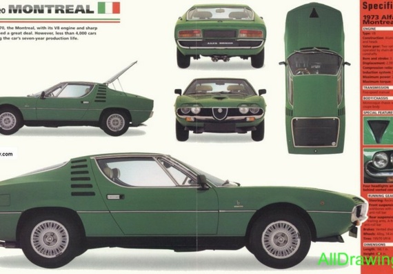 Alfa Romeo Montreal (1973) (Alpha Romeo Montreal (1973)) - drawings (drawings) of the car